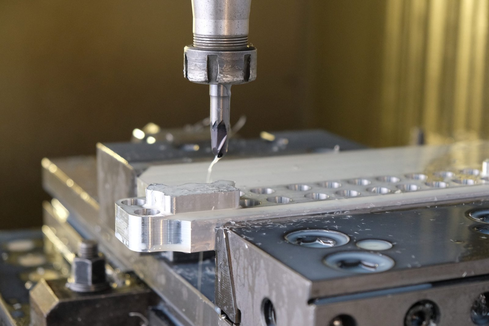 Precision CNC milling on a technical component